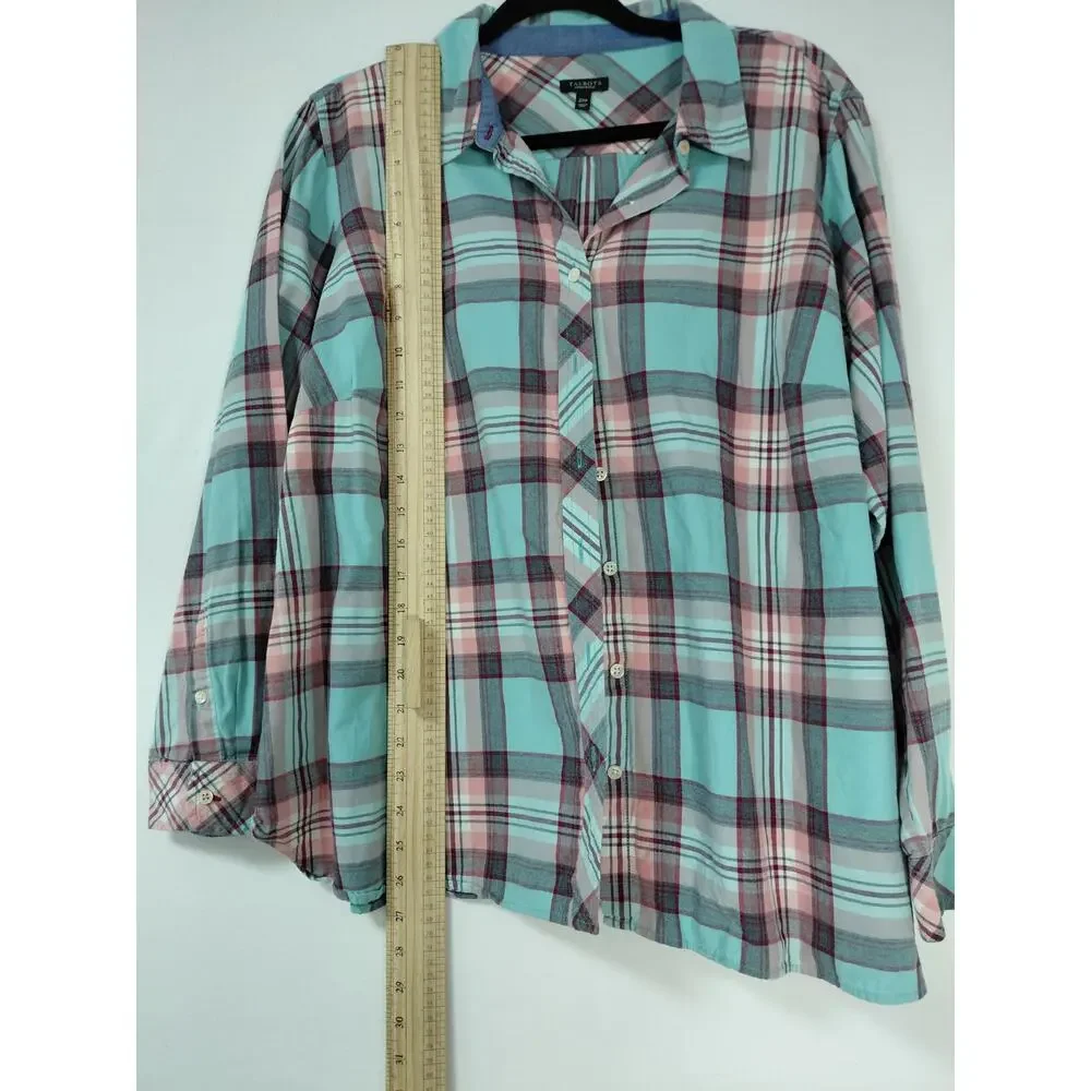 Talbots Multicolor Plaid Button-Front Button-Up Shirt Women Petite Size 2XP